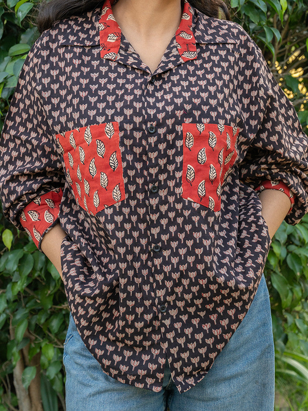 So You Veera: Handblock Print Breezy Shirt for Women