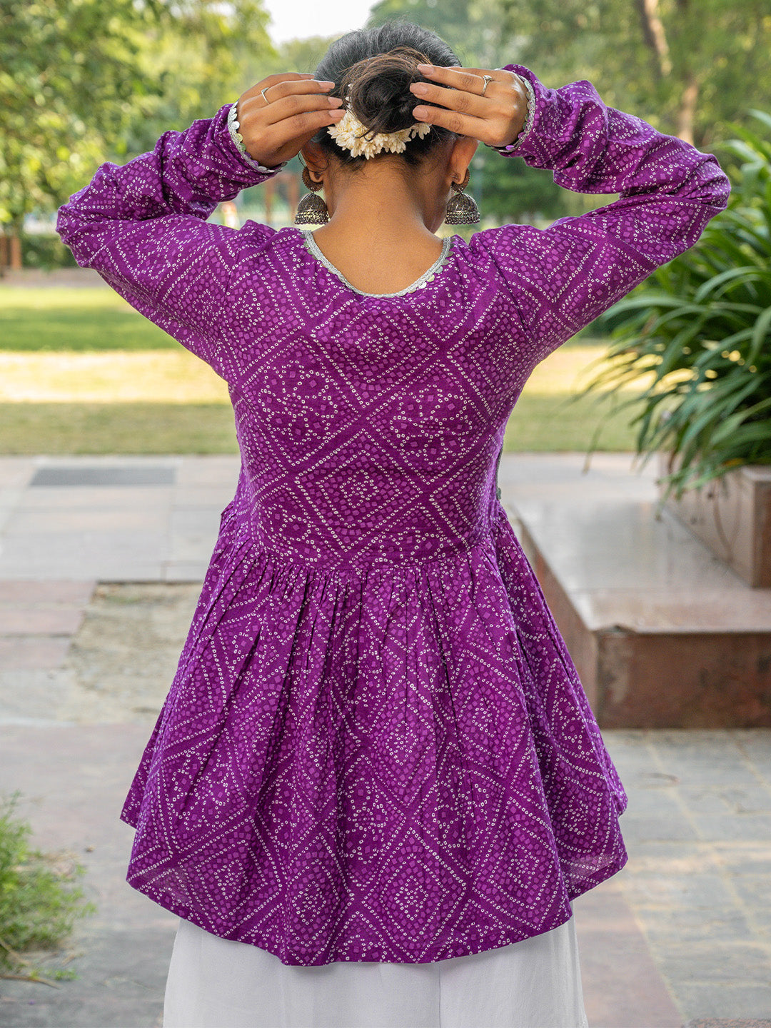 So You Ananya: Bandhani Frock Kurti with Churidar Sleeves
