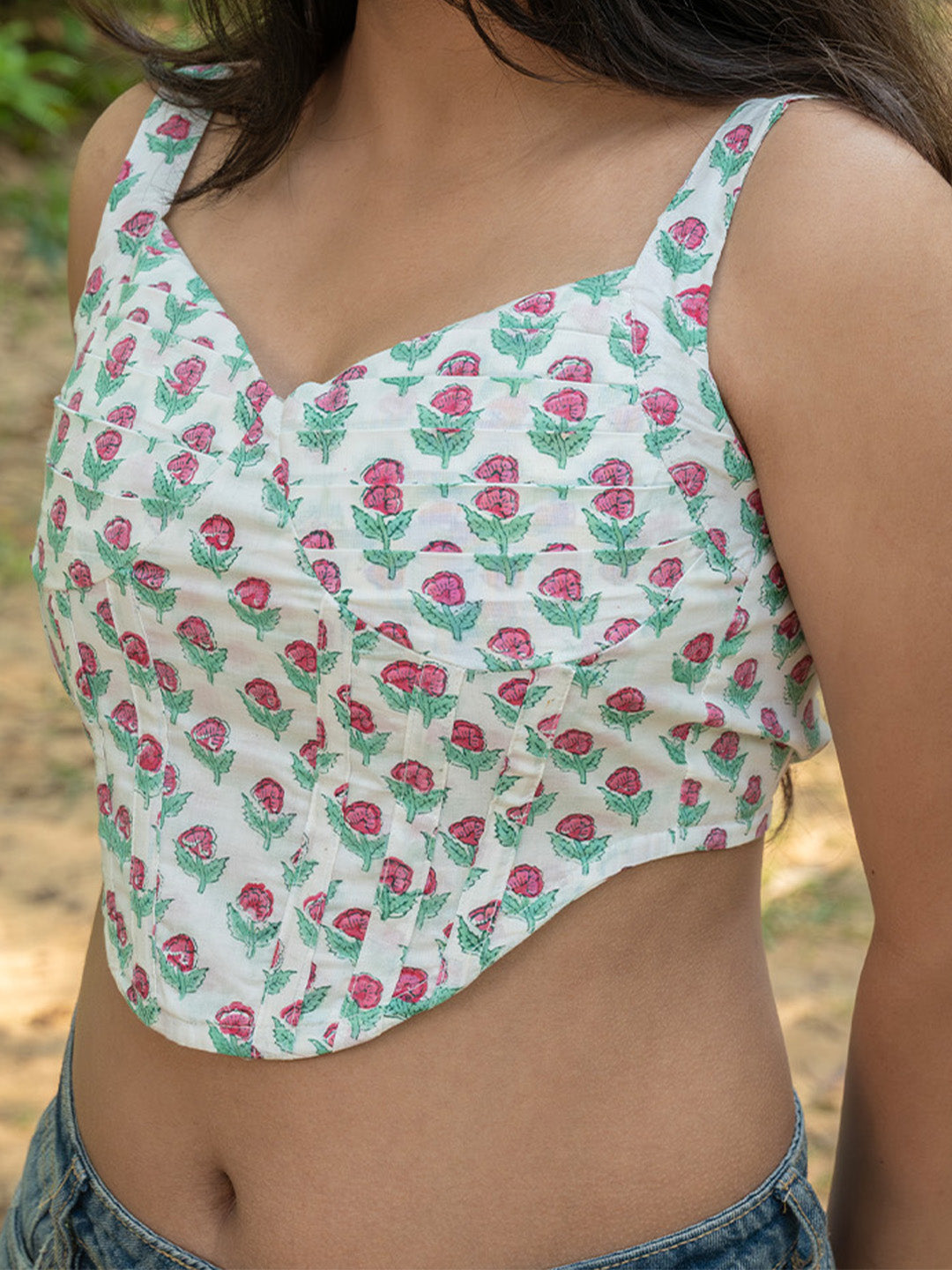 So You Poo: Handblock Backless Corset Top for Women