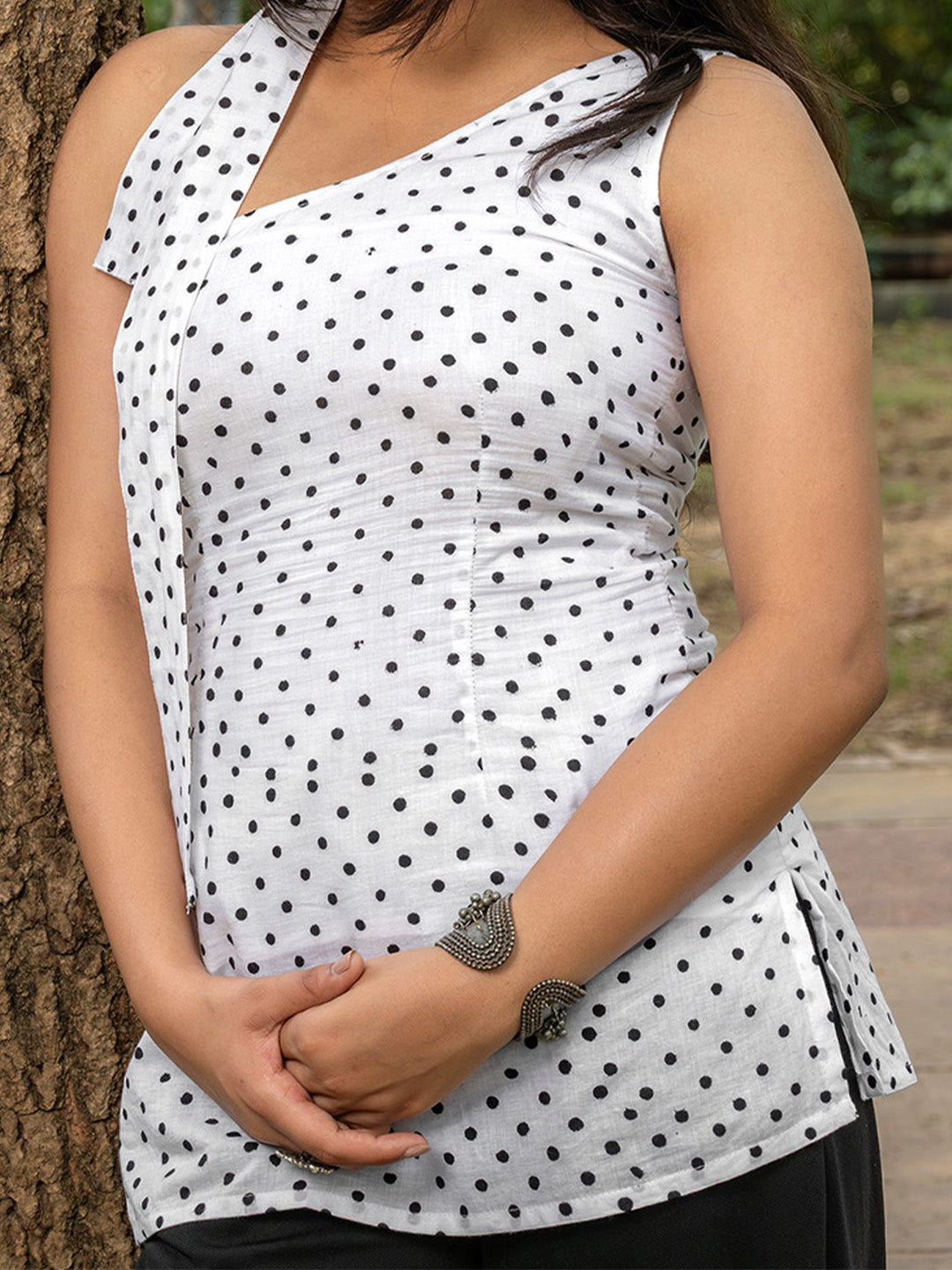 So You Bobby: Bagru Handblock One-Shoulder Asymmetric Kurti