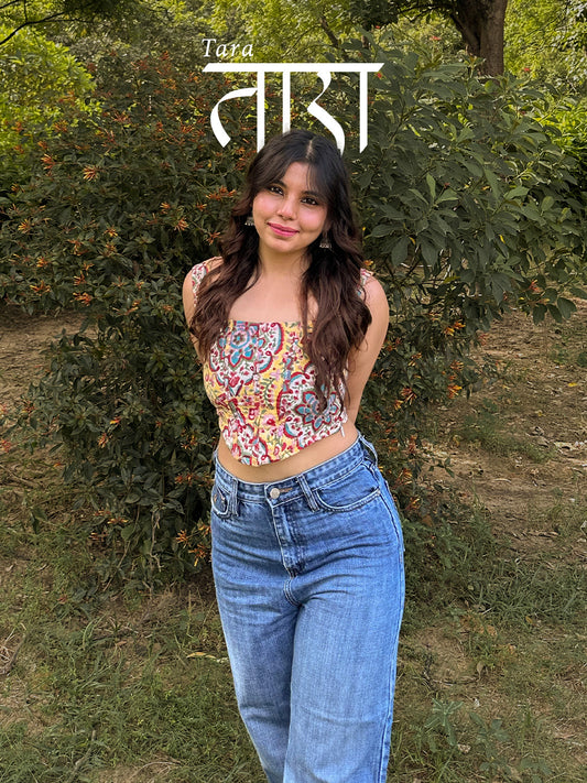 So You Tara: Handblock Print Corset Top for Women