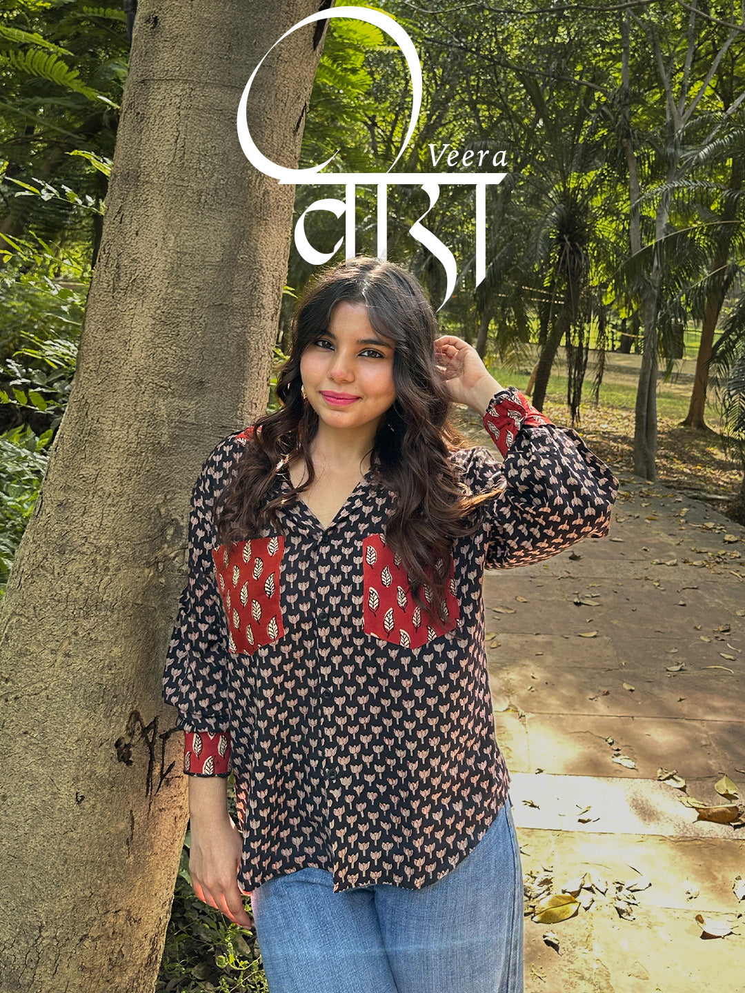 So You Veera: Handblock Print Breezy Shirt for Women